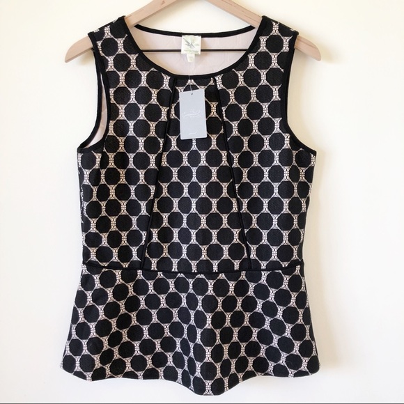 Anthropologie Tops - Anthropologie Weston Wear Black Pink Peplum Top